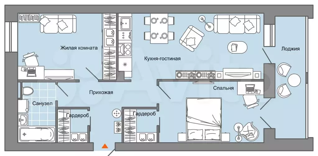 3-к. квартира, 69 м, 8/8 эт. - Фото 0