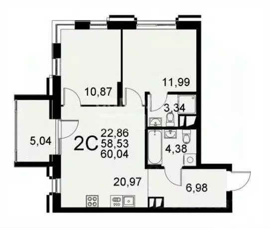 2-к кв. Тульская область, Тула Хлебная пл., 8Б (60.04 м) - Фото 0