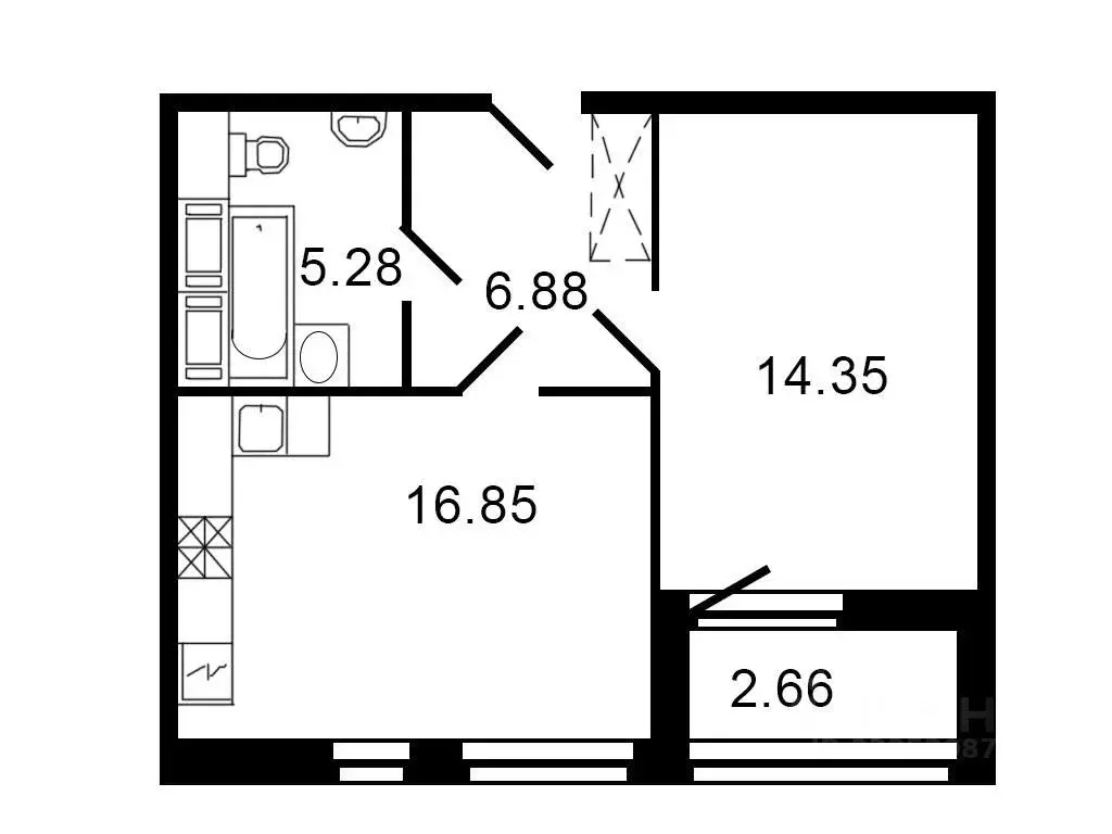 1-к кв. Санкт-Петербург просп. Обуховской обороны, 195 (45.0 м) - Фото 2