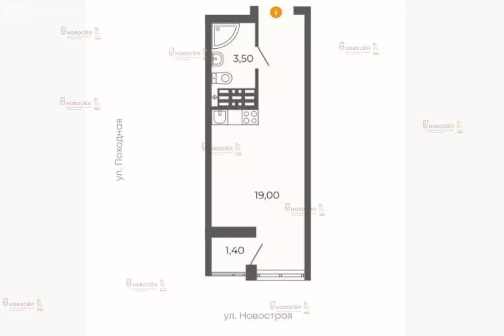 1-комнатная квартира: Екатеринбург, улица Новостроя, 5 (22 м) - Фото 0