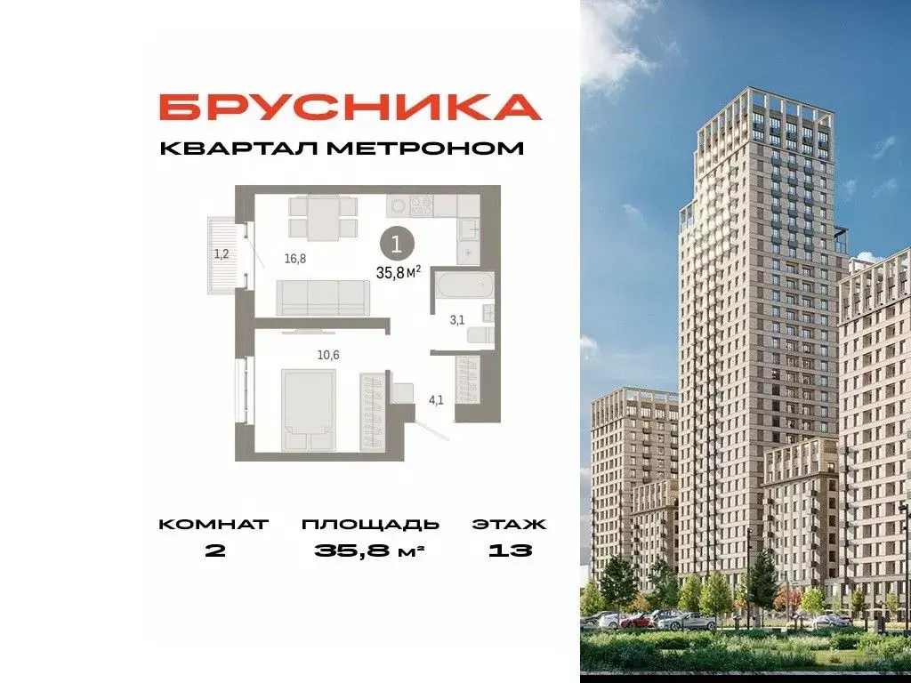2-к кв. Москва Тагильская ул., 6/1 (35.8 м) - Фото 0