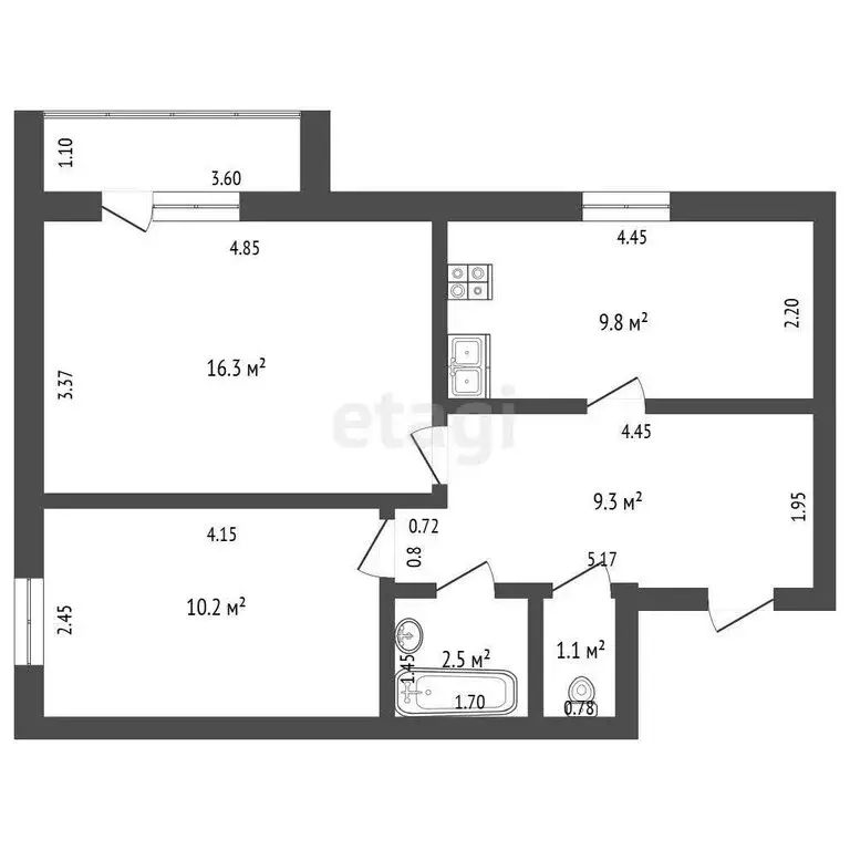 2-комнатная квартира: Кадошкино, Светотехническая улица, 16 (49.2 м) - Фото 1