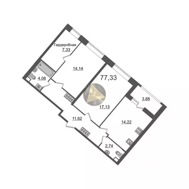 2-к кв. Санкт-Петербург ул. Ультрамариновая, 5 (77.33 м) - Фото 2