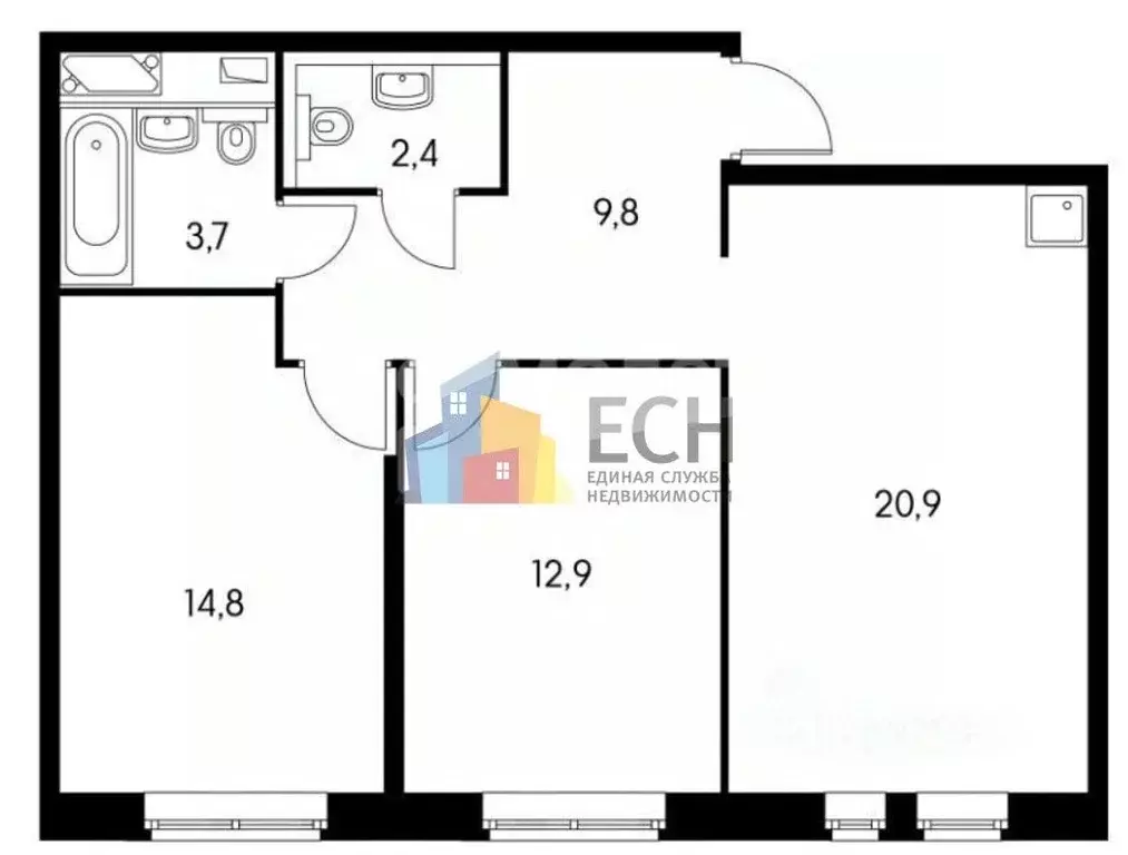 3-к кв. Москва ул. Саларьевская, 10к1 (62.7 м) - Фото 2
