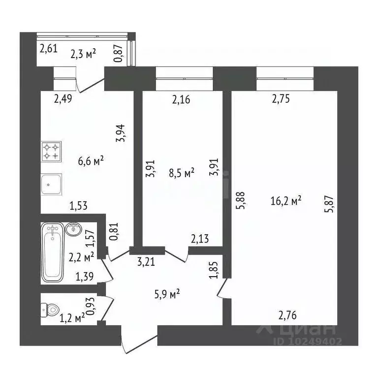 2-к кв. Башкортостан, Уфа ул. Испытателей, 21 (42.6 м) - Фото 2