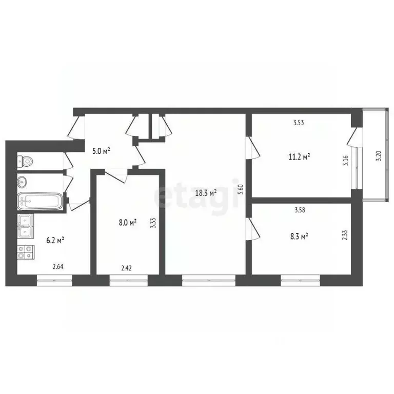 4-к кв. Ростовская область, Батайск ул. Гайдара, 5 (61.0 м) - Фото 2