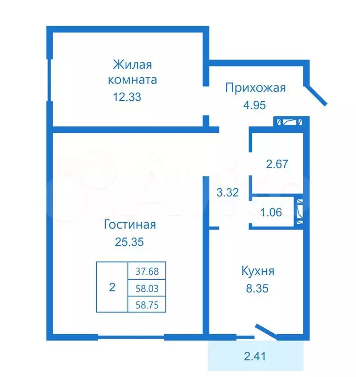 2-к. квартира, 59 м, 1/10 эт. - Фото 0