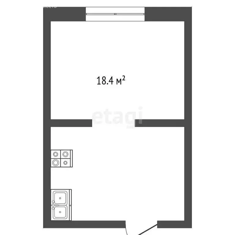 1к в -комнатной квартире (18.4 м) - Фото 1