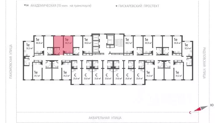 1-к кв. Санкт-Петербург ул. Пахомовская, 12к2 (30.7 м) - Фото 1