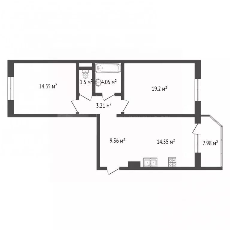 2-к кв. Тюменская область, Тюмень Кремлевская ул., 87 (66.4 м) - Фото 2