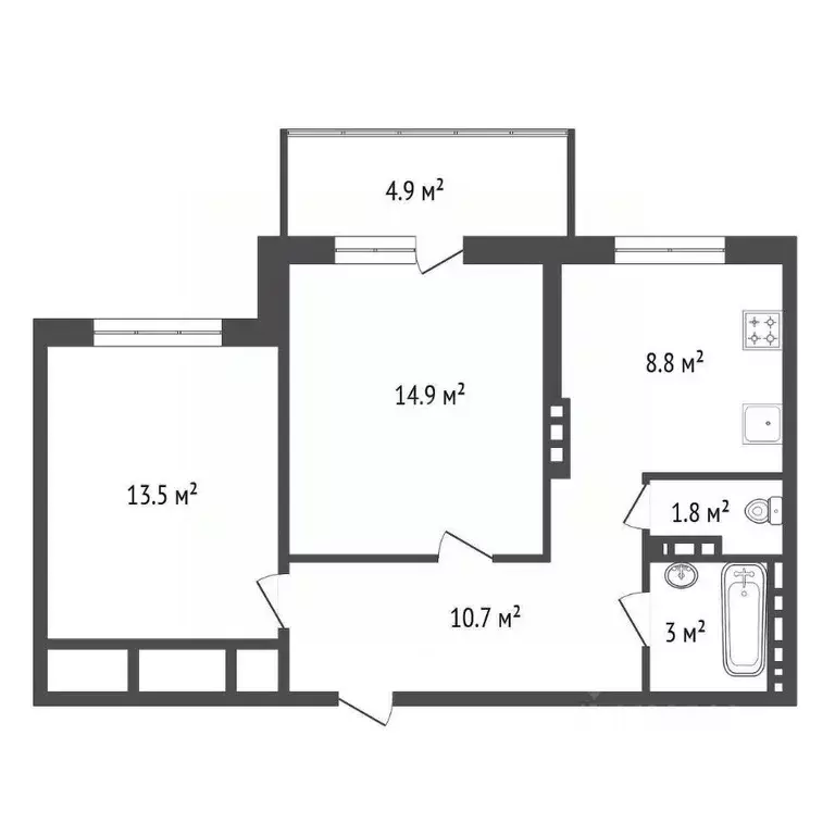 2-к кв. Красноярский край, Красноярск Норильская ул., 48 (52.7 м) - Фото 2