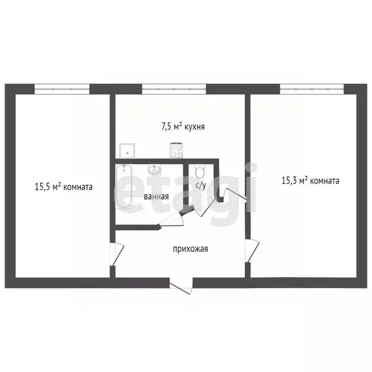 2-к кв. Санкт-Петербург Октябрьская наб., 80К3 (45.9 м) - Фото 2