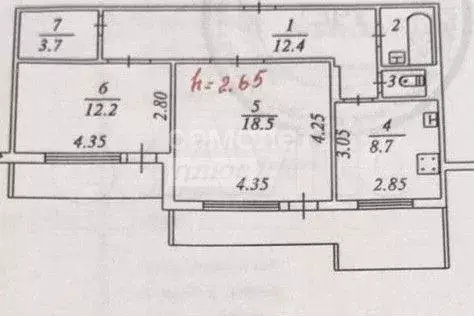 2-к. квартира, 59,1 м, 7/9 эт. - Фото 0