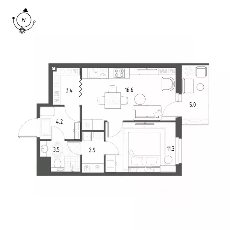 1-к кв. Санкт-Петербург ш. Суздальское, 22к3 (43.2 м) - Фото 0