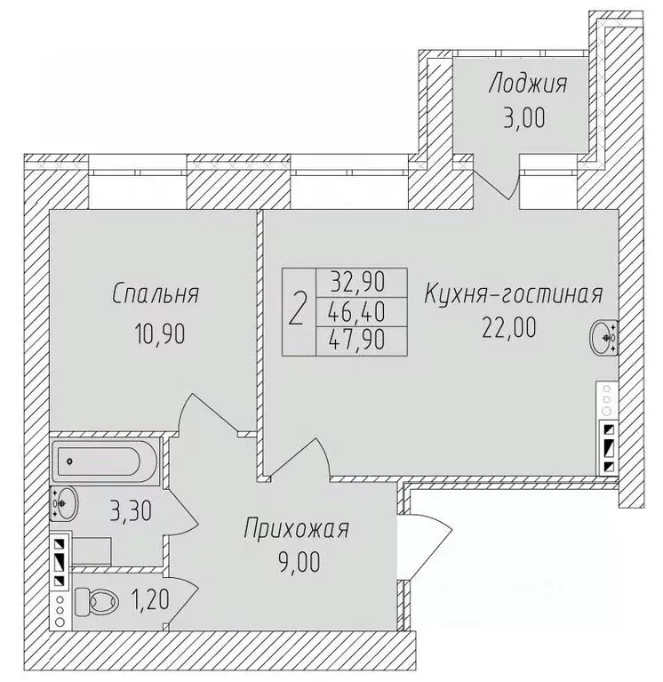 2-к кв. Белгородская область, Старый Оскол Степной мкр,  (47.9 м) - Фото 0