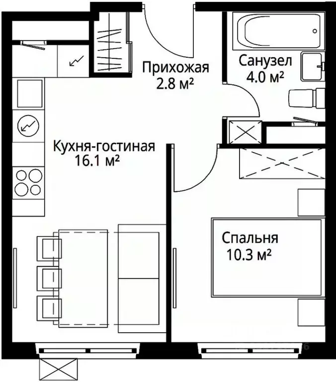 1-к кв. Московская область, Ленинский городской округ, д. Сапроново, ... - Фото 1