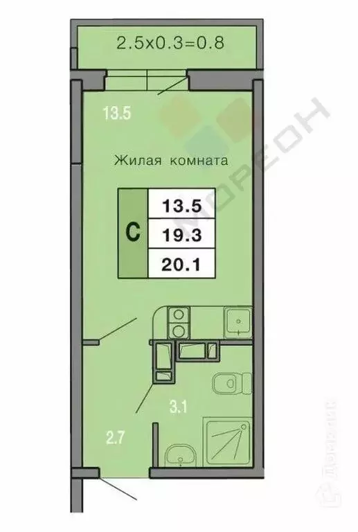 Квартира-студия: Краснодар, Прикубанский внутригородской округ, улица ... - Фото 0