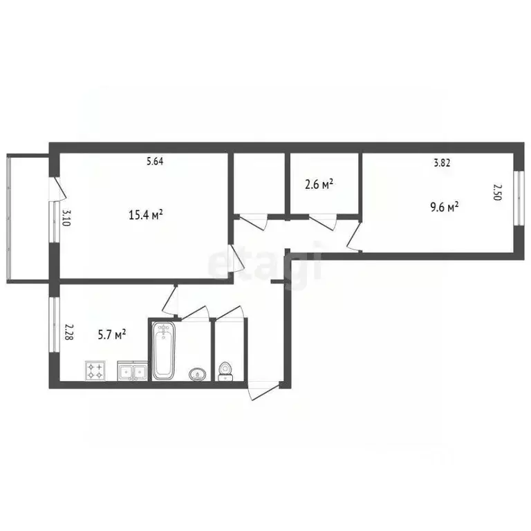 2-к кв. Ленинградская область, Сосновый Бор Сибирская ул., 8 (44.6 м) - Фото 2