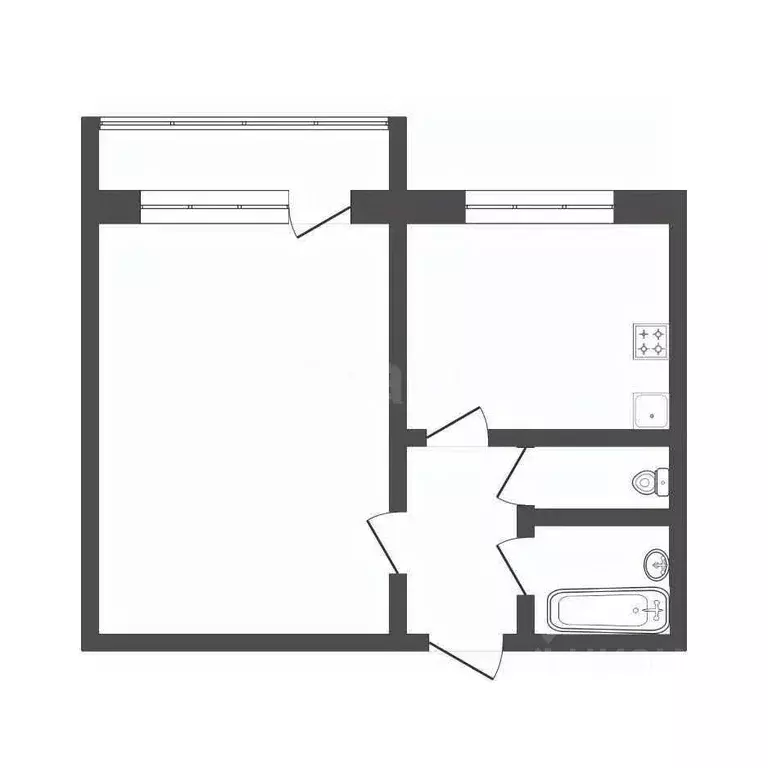 1-к кв. Белгородская область, Белгород Советская ул., 1а (34.8 м) - Фото 1