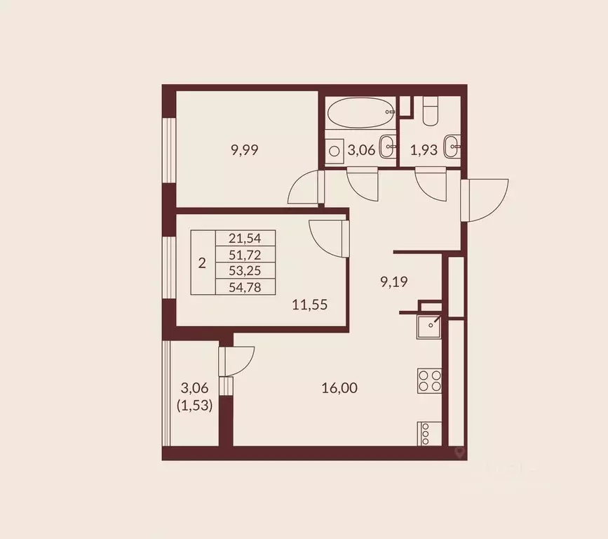 2-к кв. Ленинградская область, Мурино Всеволожский район, Мурино Спэйс ... - Фото 1