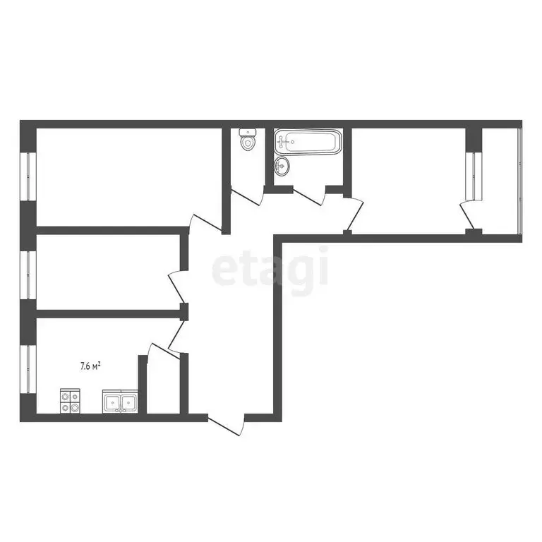 3-комнатная квартира: Выкса, Центральный микрорайон, 9 (61.9 м) - Фото 0