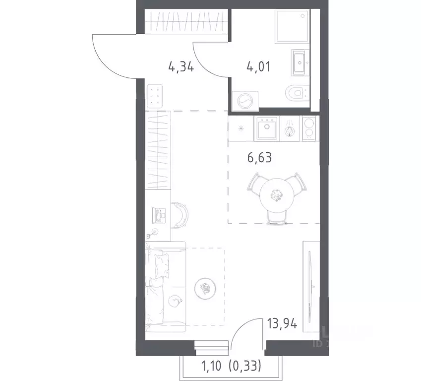 1-к кв. Башкортостан, Уфа ул. Минигали Губайдуллина, 8к9 (29.25 м) - Фото 1