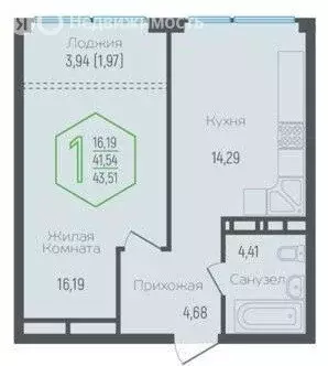 1-комнатная квартира: Краснодар, ул. Обрывная (42.5 м) - Фото 1