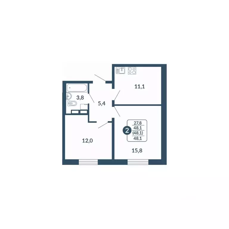 2-к кв. Кировская область, Киров Скандинавия жилой комплекс (48.1 м) - Фото 1