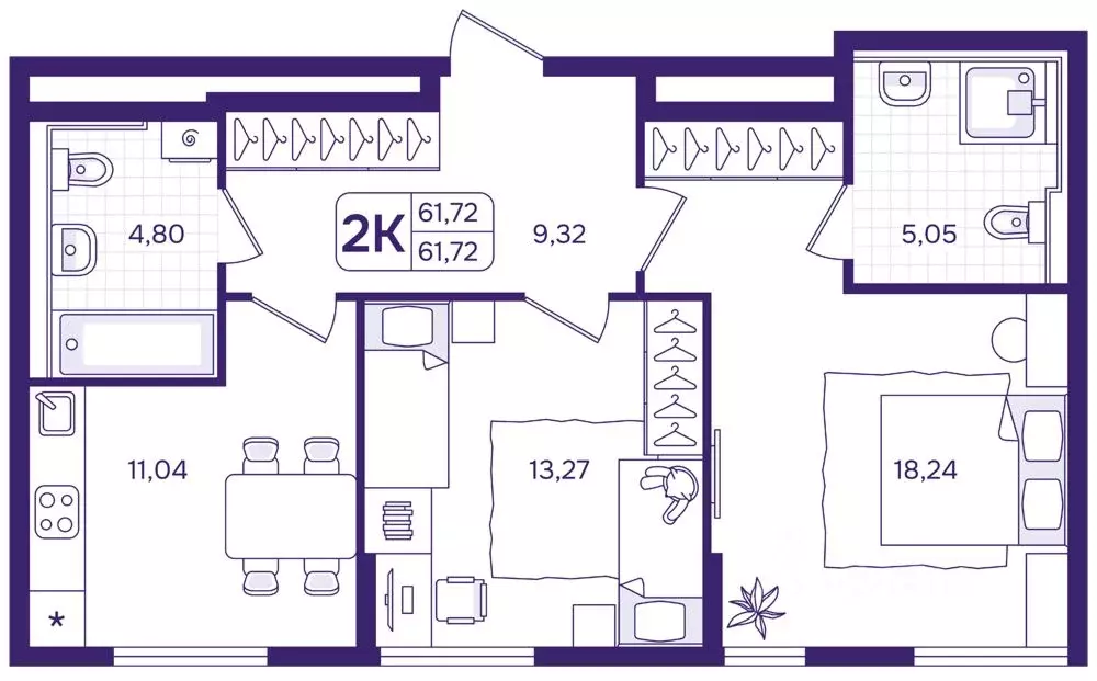 2-к кв. Приморский край, Владивосток ул. Борисенко (61.72 м) - Фото 1