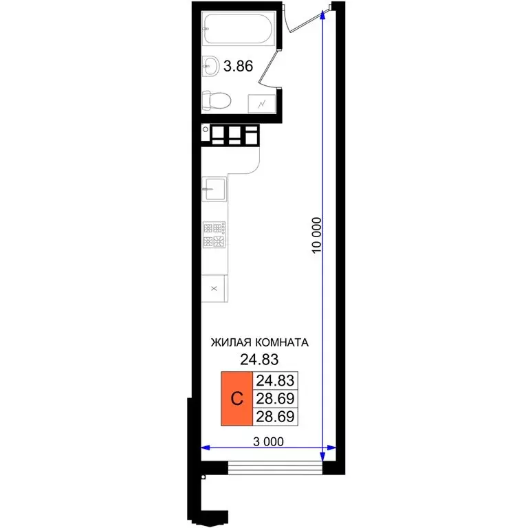 Квартира-студия: Новороссийск, микрорайон 5-я Бригада (28.69 м) - Фото 0