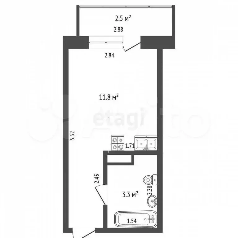 Квартира-студия, 15 м, 1/15 эт. - Фото 0