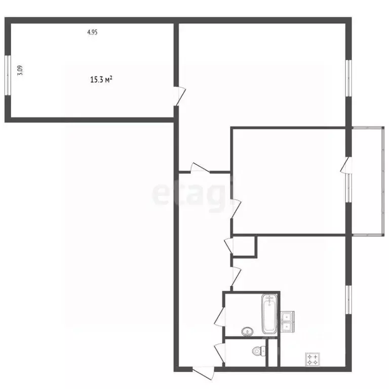 Комната Санкт-Петербург Дунайский просп., 43К1 (15.3 м) - Фото 2