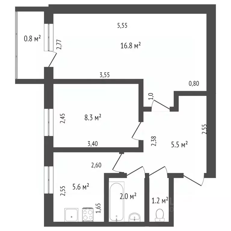 2-к кв. Башкортостан, Мелеуз 32-й мкр, 37 (41.0 м) - Фото 2