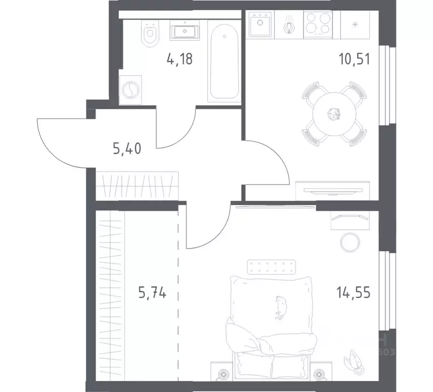 1-к кв. Башкортостан, Уфа ул. Минигали Губайдуллина, 8к9 (40.38 м) - Фото 1