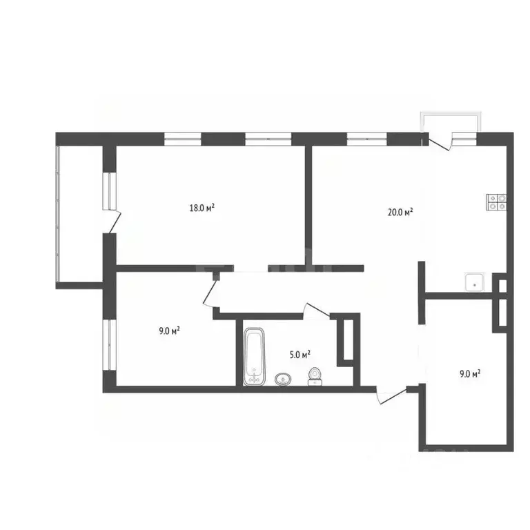2-к кв. Тюменская область, Тюмень ул. Александра Протозанова, 6 (72.2 ... - Фото 2