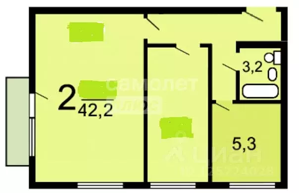 2-к кв. Москва ул. Дмитрия Ульянова, 8К1 (42.0 м) - Фото 2