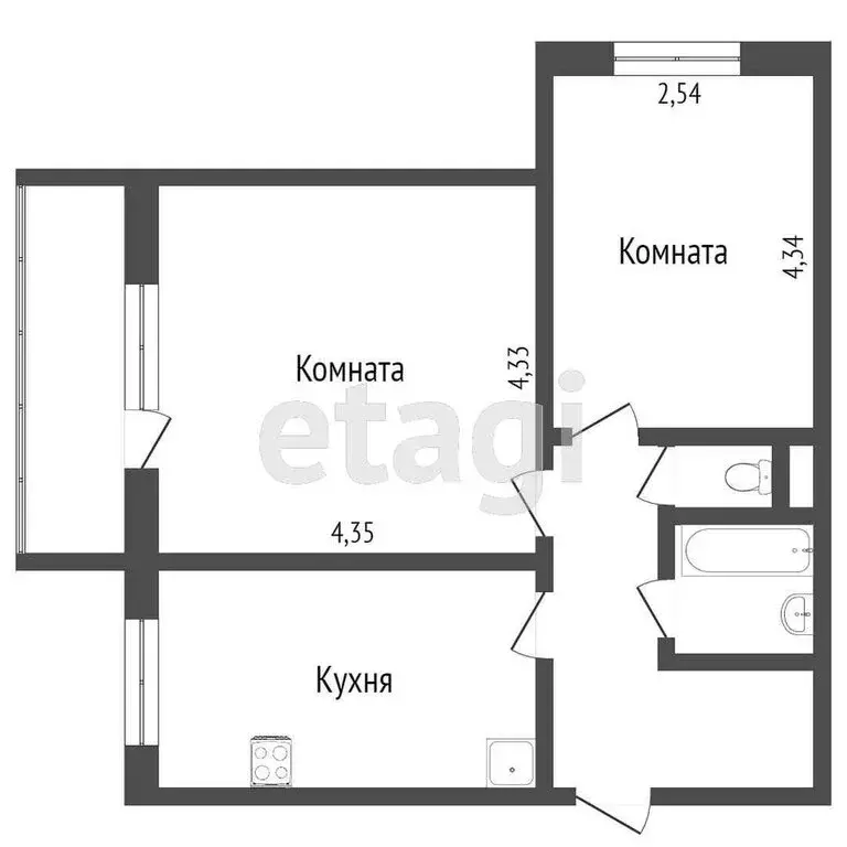 2-комнатная квартира: Тобольск, микрорайон Центральный, 22 (54.9 м) - Фото 1