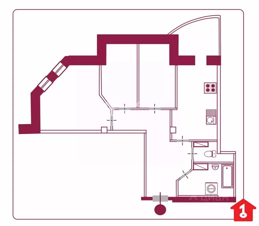 3-к кв. Омская область, Омск ул. 9-я Линия, 193 (72.5 м) - Фото 2