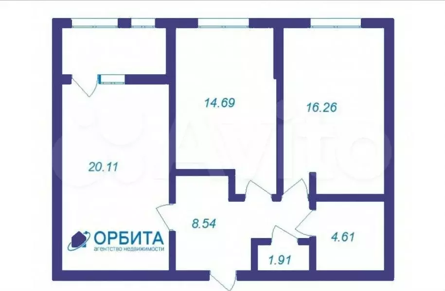 2-к. квартира, 71,2 м, 4/7 эт. - Фото 1