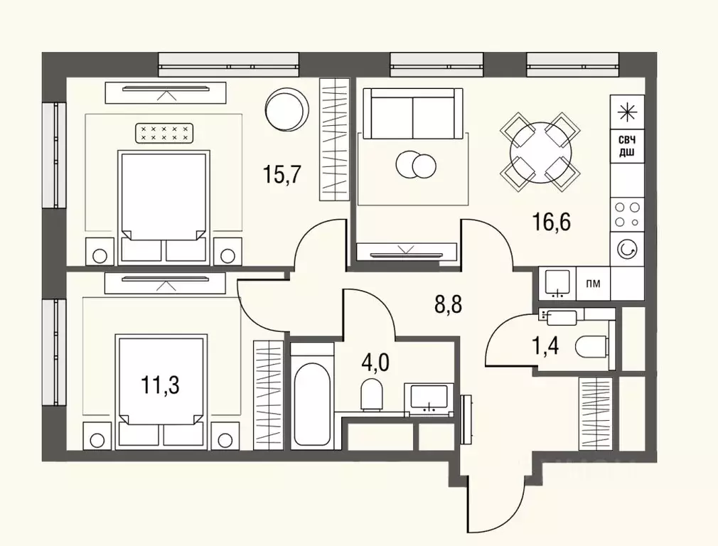 2-к кв. Москва Тагильская ул., 2к1 (60.0 м) - Фото 1