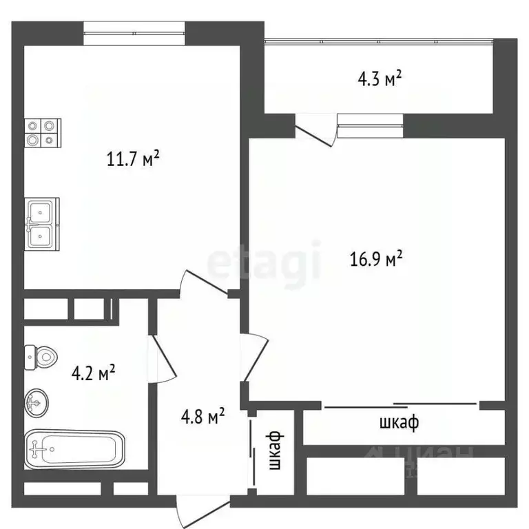 1-к кв. Ярославская область, Ярославль Тутаевское ш., 93Б (38.9 м) - Фото 1