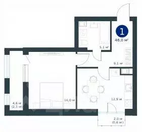 1-к кв. Воронежская область, Воронеж ул. Ворошилова, 19 (46.1 м) - Фото 1
