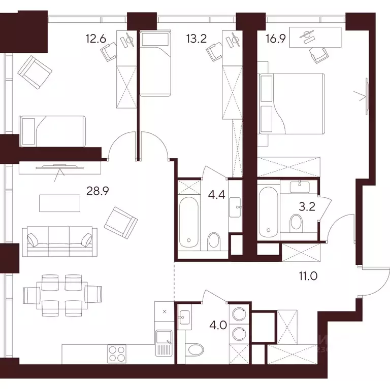 3-к кв. Москва ул. Куусинена, вл21 (94.2 м) - Фото 2