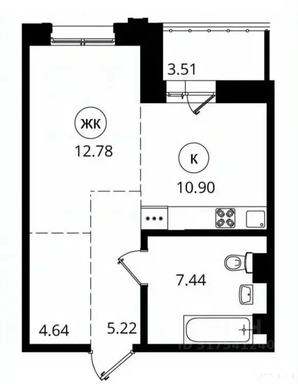 1-к кв. Иркутская область, Иркутск Байкальская ул., с16 (44.5 м) - Фото 1