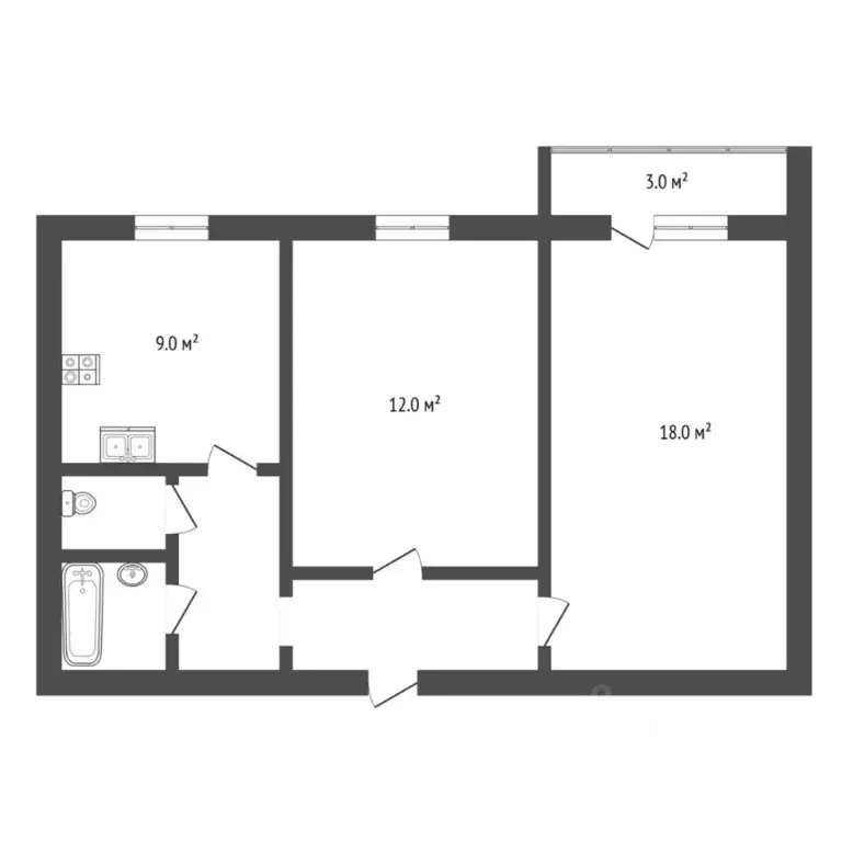2-к кв. Тюменская область, Тюмень ул. Осипенко, 84 (50.0 м) - Фото 2