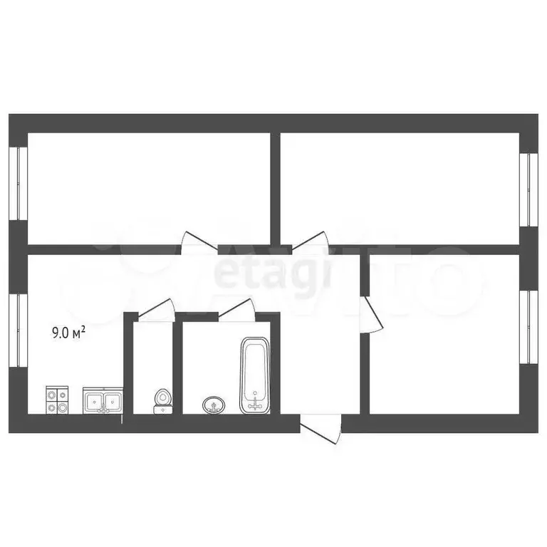 3-к. квартира, 81 м, 1/5 эт. - Фото 1