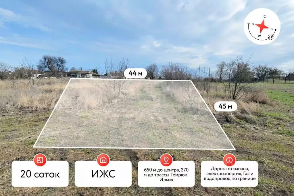 Участок в Краснодарский край, Темрюкский район, Запорожская ст-ца ... - Фото 1