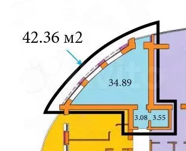 Квартира-студия, 42,4 м, 3/15 эт. - Фото 0