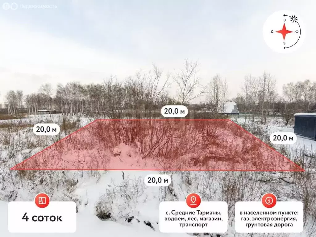 Участок в село Средние Тарманы, Новая улица (4 м) - Фото 2