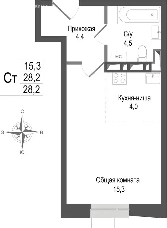 Квартира-студия: Королёв, микрорайон Первомайский, ЖК Киноквартал, к2 ... - Фото 1